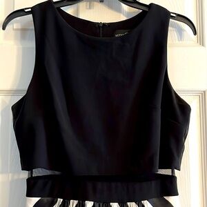 Betsy & Adam Black and White Prom Dress